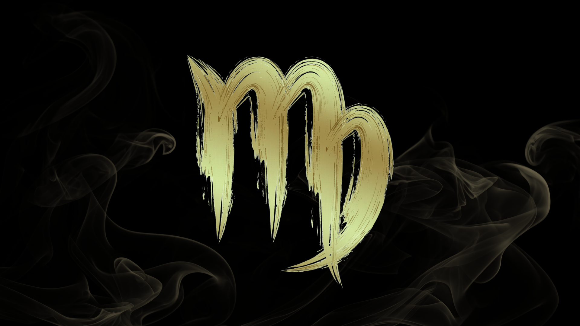 Virgo symbol on black smoky background