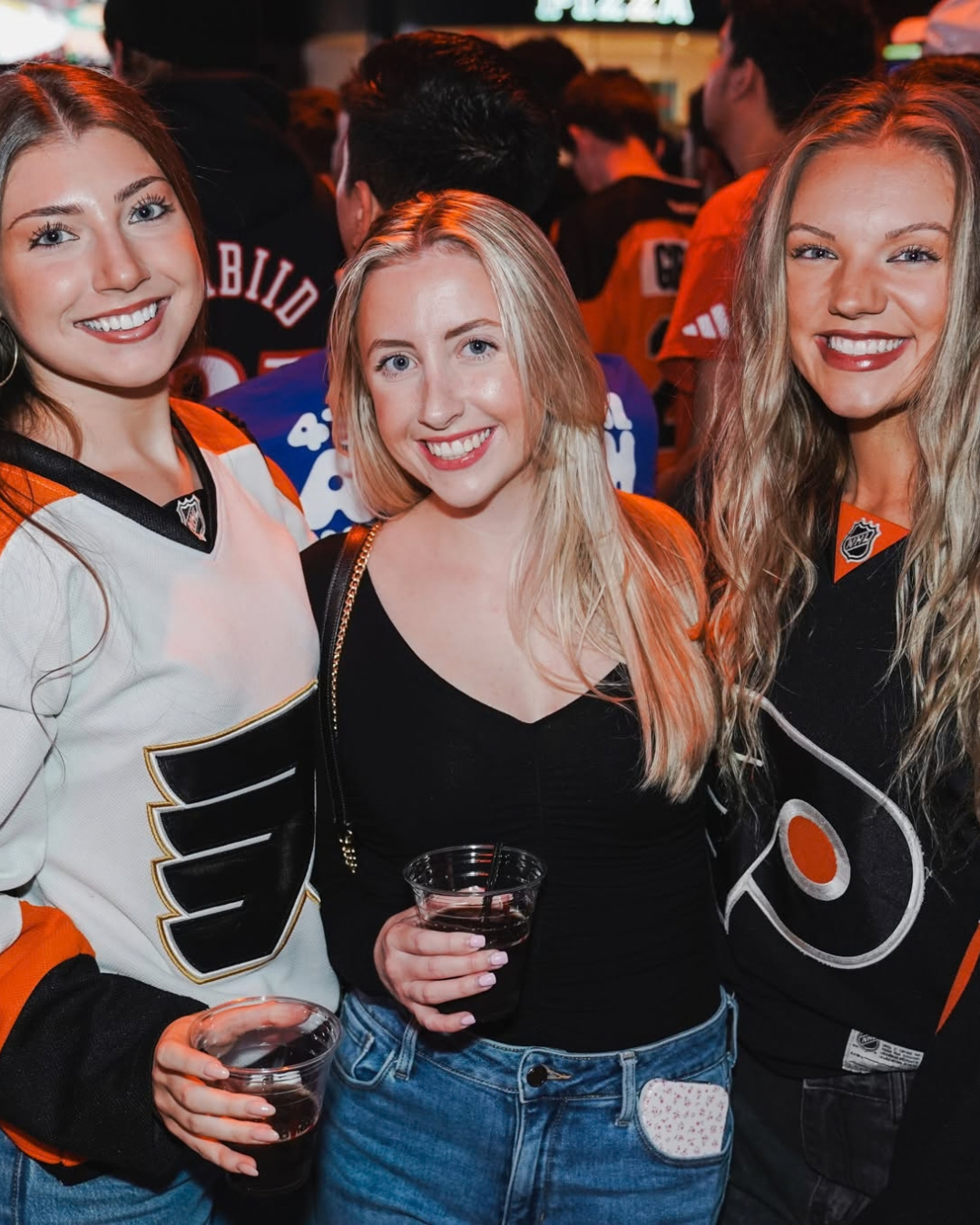 group of friends watching flyers