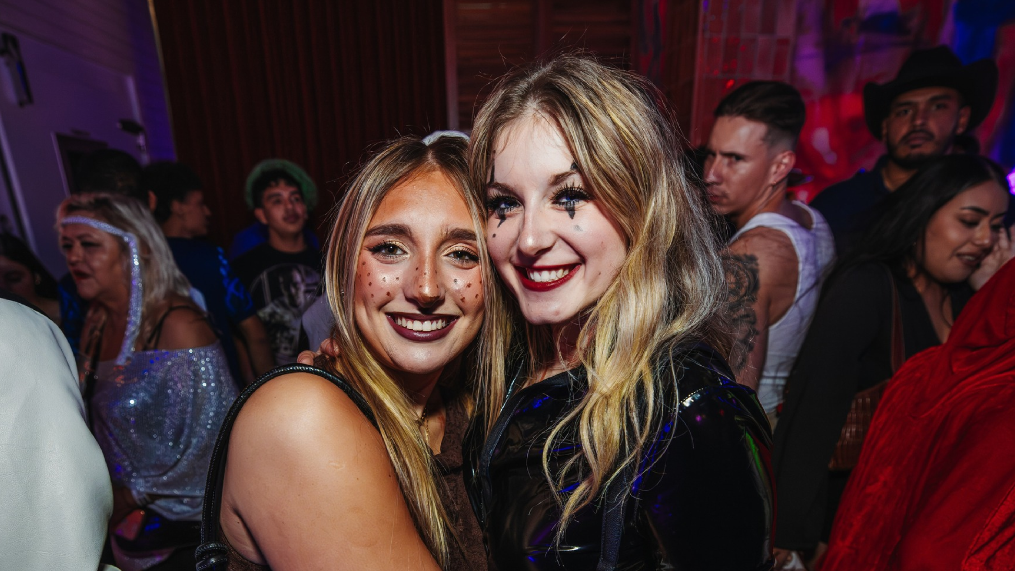 2 girls in halloween costumes