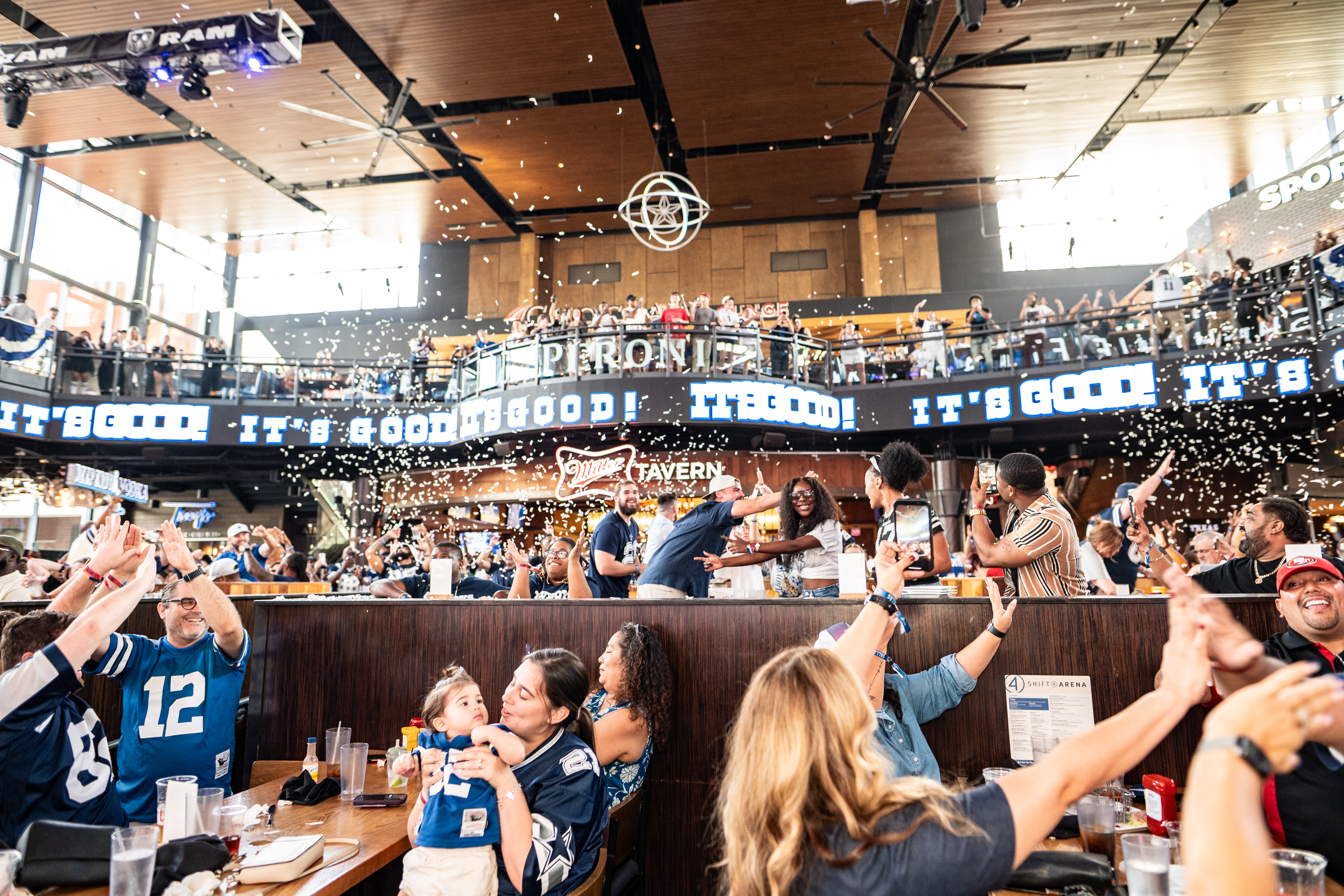 Dallas scored a touchdown and confetti blasted through the air. Fans celebrated and cheered for the touchdown they just watched on the TV