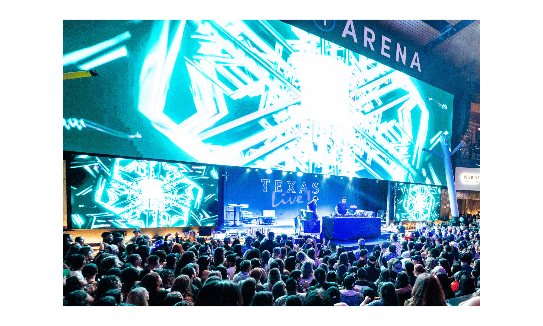 pit shot of live arena and 100ft screen