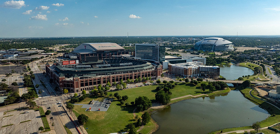 Aerial view of the Arlington Entertainment District [Photo: Arlington EDC]