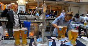 Bartender working behind bar at Blue Moon Taphouse