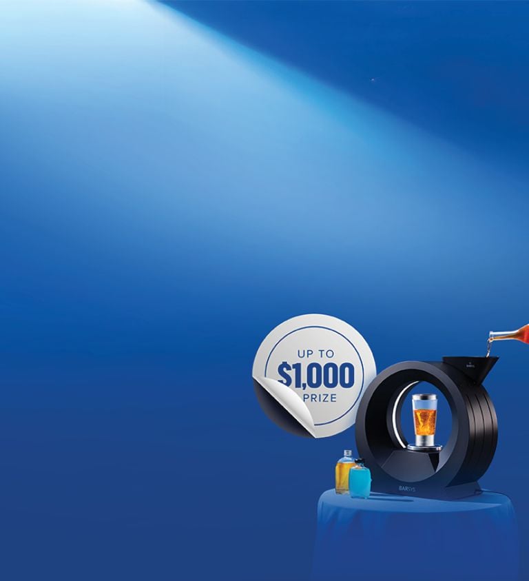 blue background with white pull tab and beer beverage