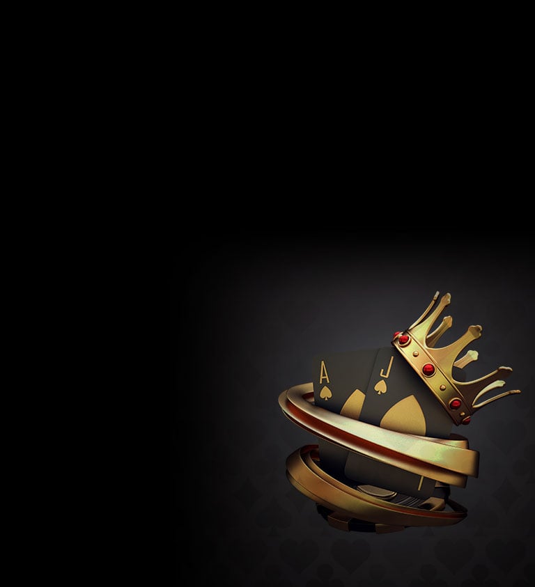 black background with crown and blackjack trophy in corner