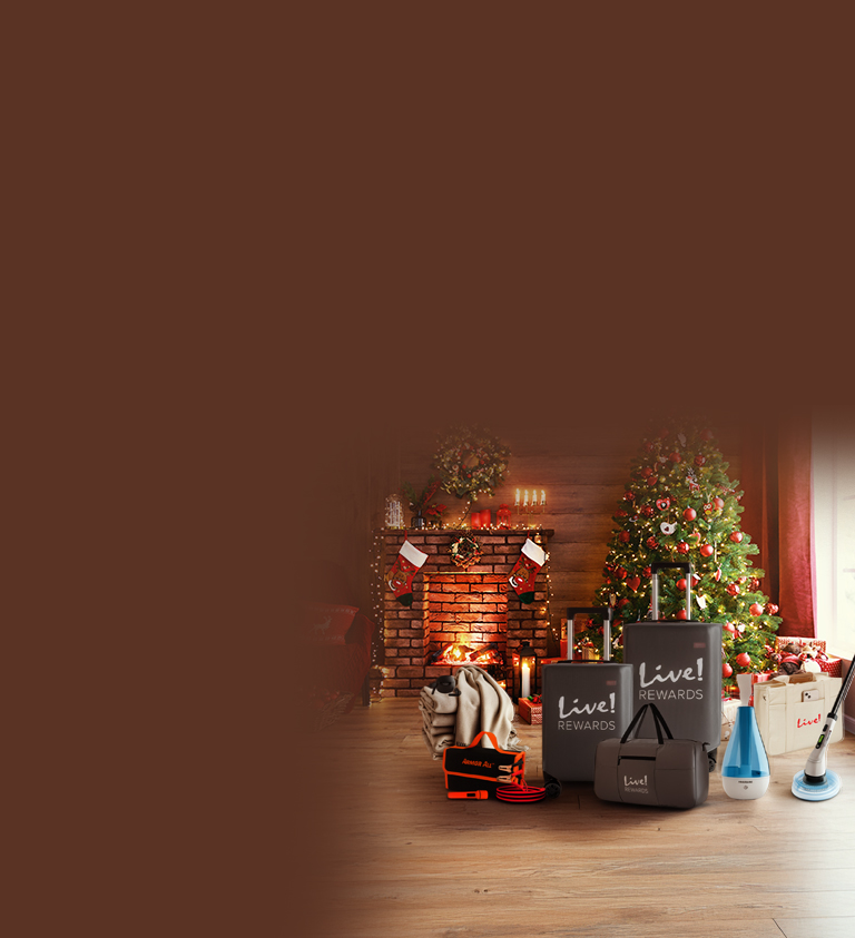 brown background with christmas tree and presents in the corner