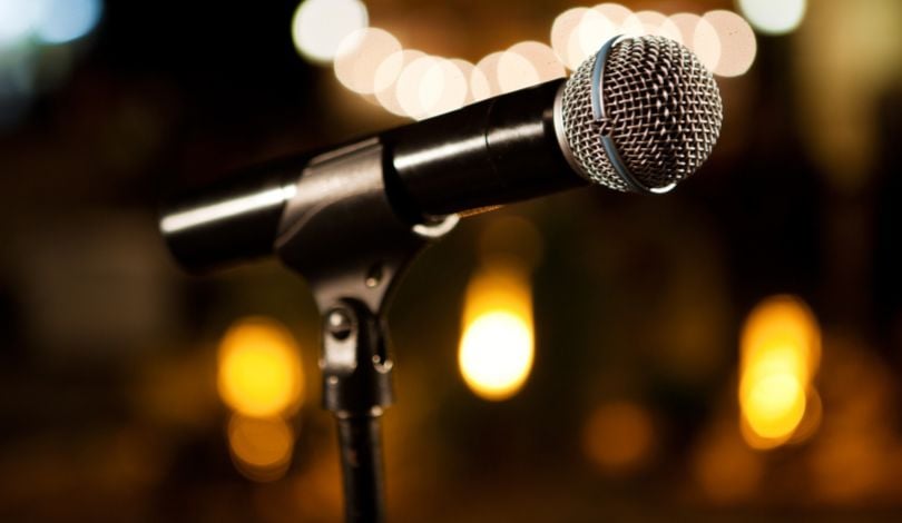 image of a microphone on a microphone stand