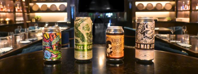 image of four great raft beers on the table at the prime rib louisiana