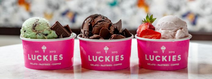 image of three cups of gelato from luckies cafe