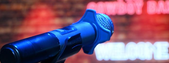 image of a microphone on a microphone stand