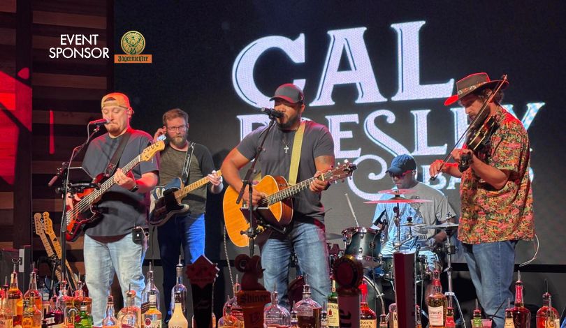 image of 5 men playing instruments on stage at PBR louisiana