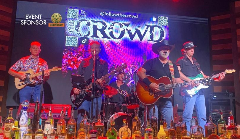 image of 5 men playing instruments on stage at PBR louisiana