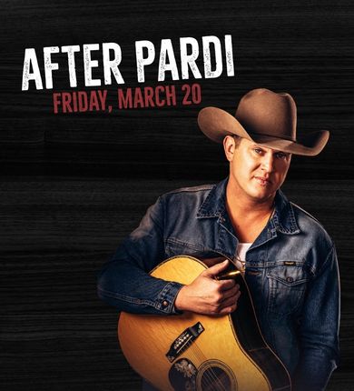 a wooden background with a photo of a man holding a guitar. text reads AFTER PARDI FRIDAY, MARCH 20