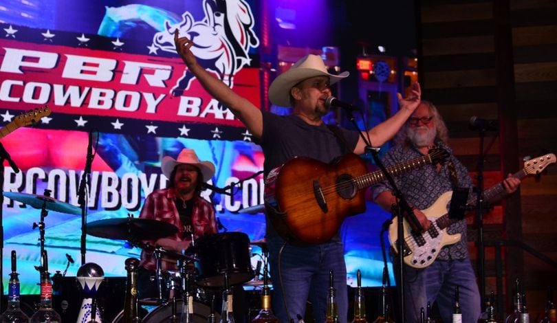 image of band on stage with instruments at pbr louisiana