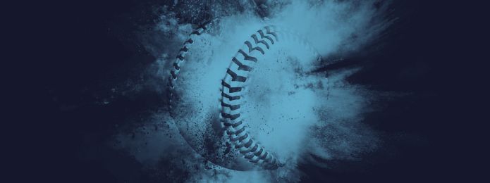 image of a baseball with smoke around it with blue tint
