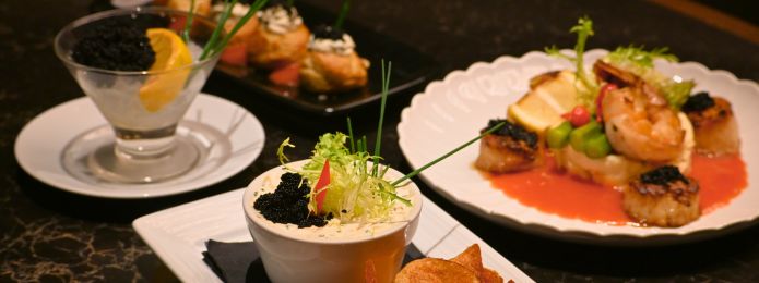 image of three specialty caviar dishes at the prime rib