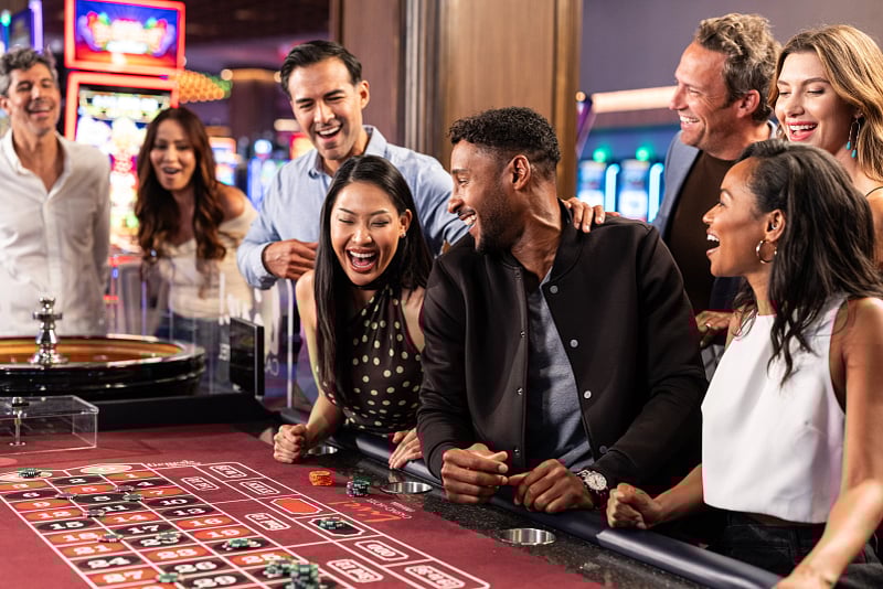 Group of friends playing table games