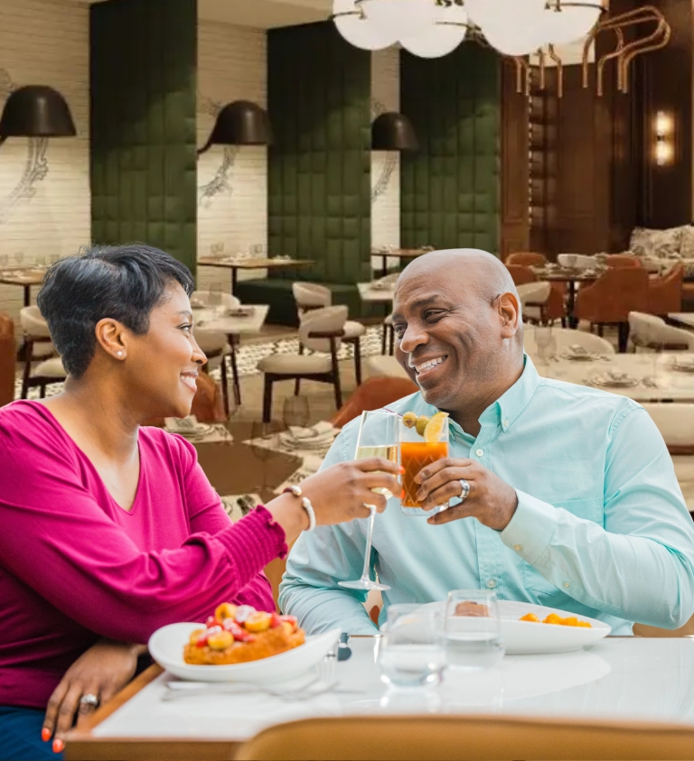 Couple enjoying Mothers Day breakfast at Live! Casino in Ridotto Cafe 