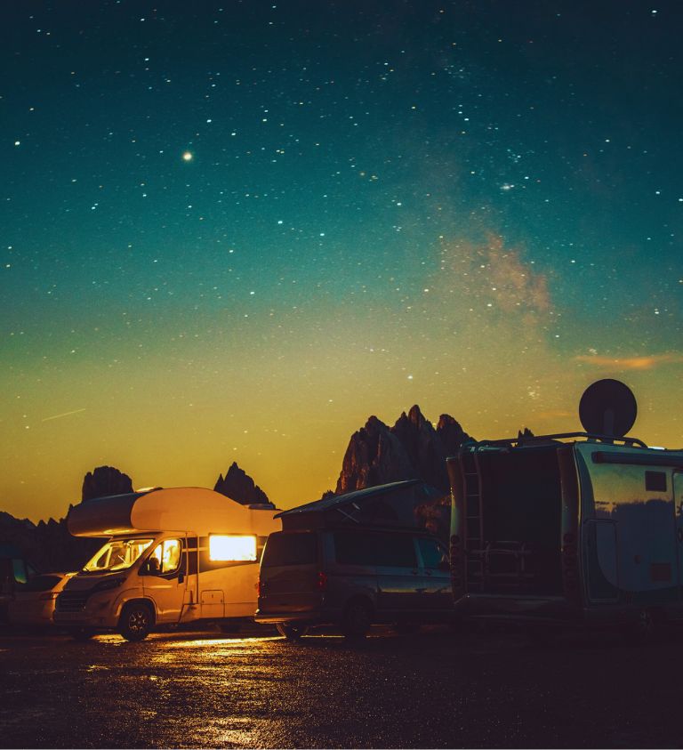 RV on site at night