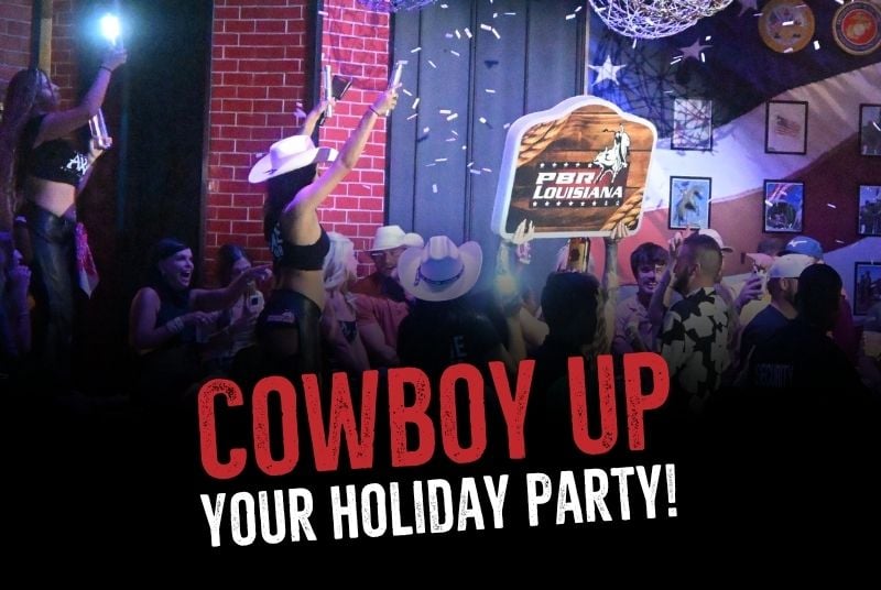 Buckle Bunnies from PBR during a VIP party throwing confetti into a crowd and holding up a PBR sign