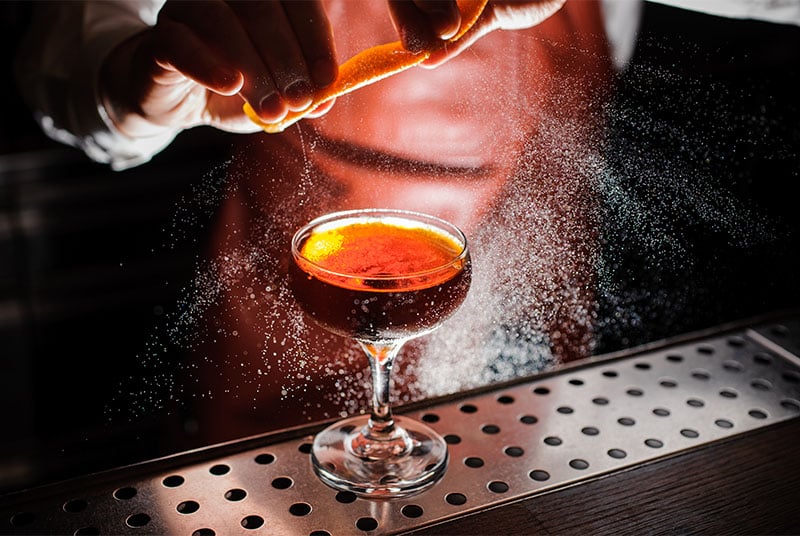 Closeup of Bartender Making Drink