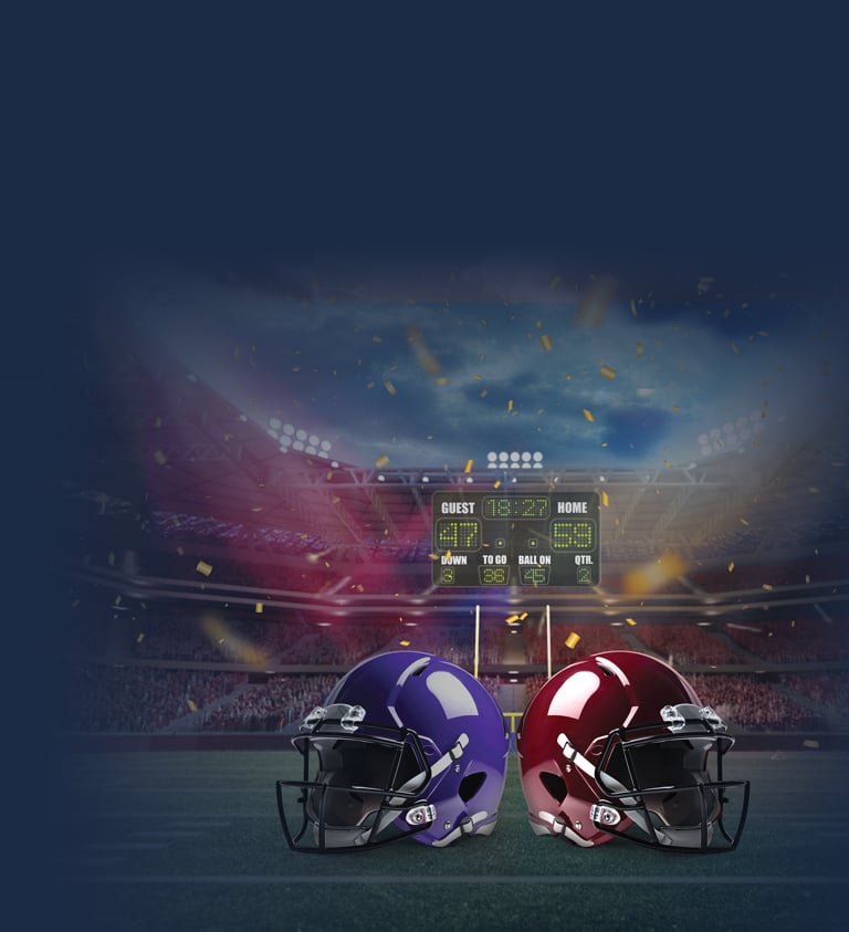 two football helmets