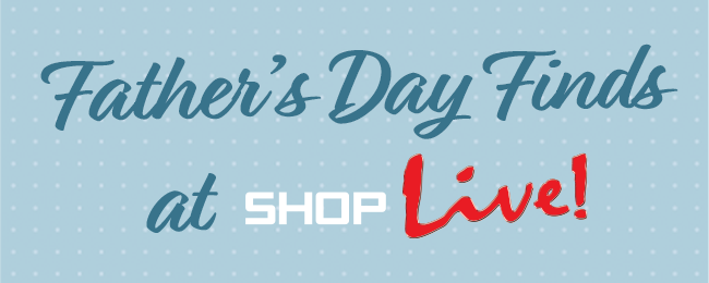 Blue Background with Blue Father's Day Finds at Shop Live! text
