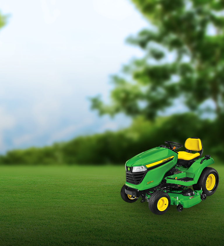 John Deere tractor on landscape background