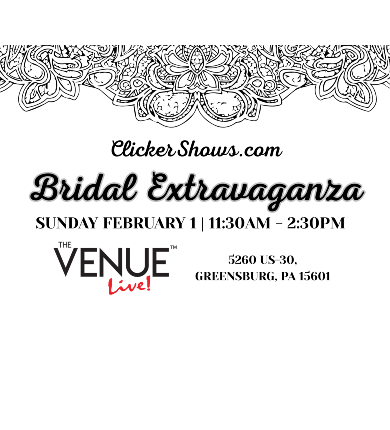 bridal extravaganza logo on white background with the venue live logo