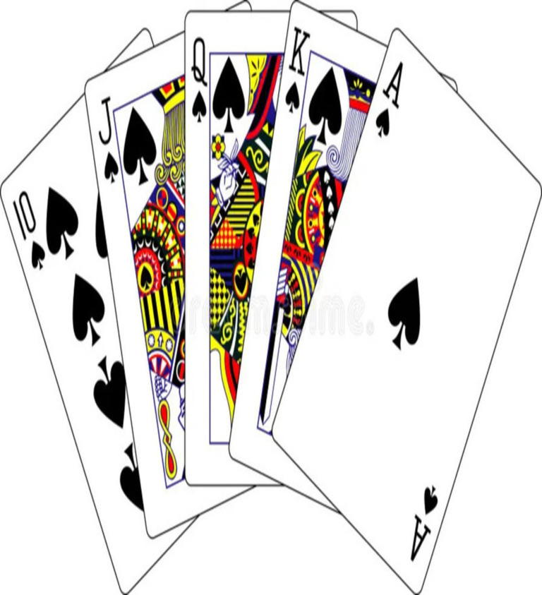 a hand of cards, a spade flush
