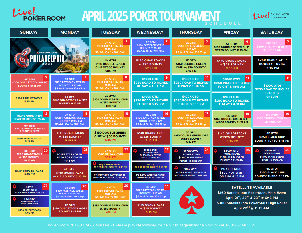 April 2025 Tournaments Calendar