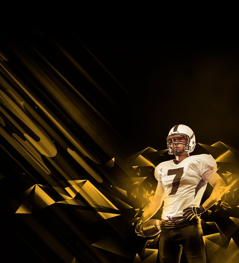 black and gold background with a steelers player in the right foreground