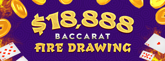 purple background with playing cards, gold coins, and text describing the drawing title