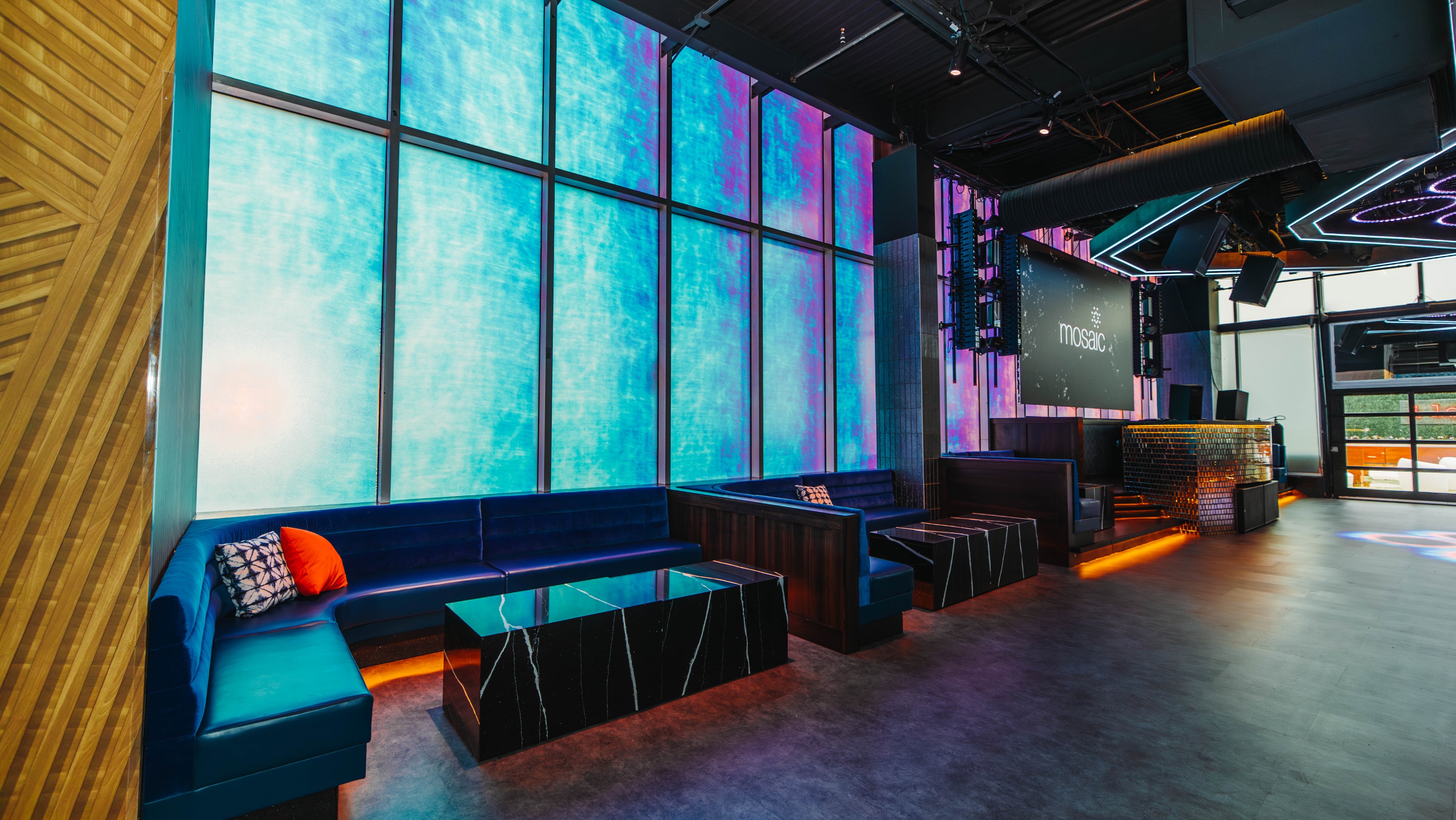 Seating at Mosiac night club.