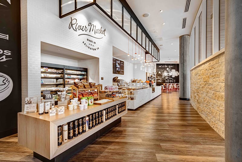With cases of gourmet goodies, fresh-brewed coffee, juices, and snacks, River Market is a perfect stop for a quick bite.