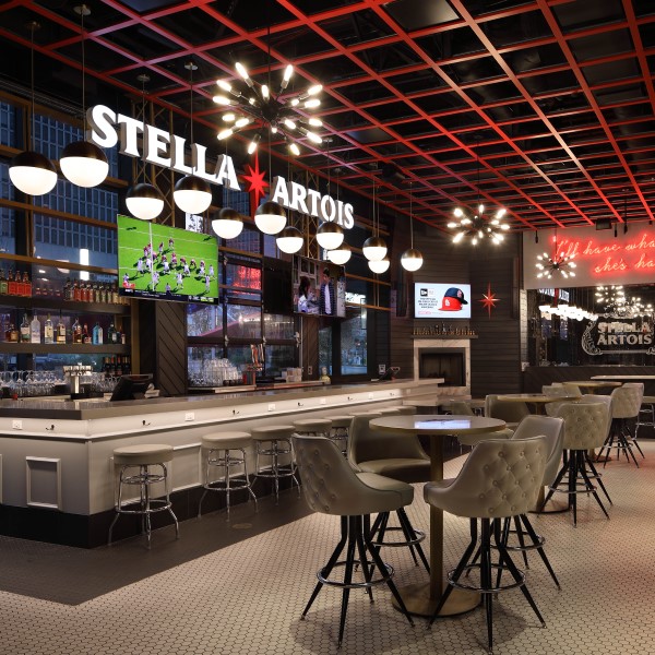 Cocktail bar inside Sports & Social St. Louis.