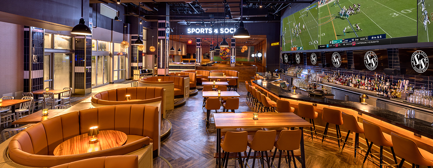 Architectural image of Sports & Social seating area.
