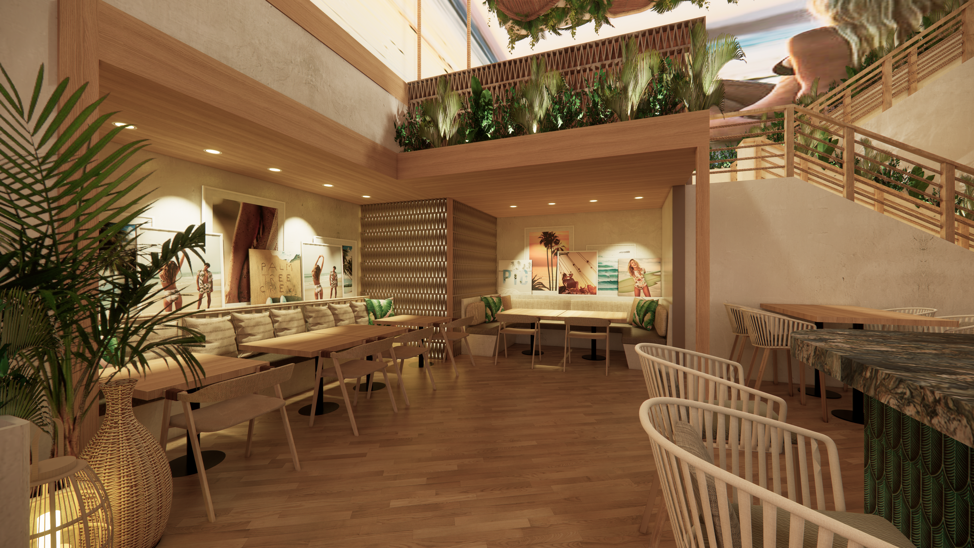 Palm Tree Club Kansas City Dining Room Rendering.