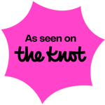 As seen on The Knot black text over pink background