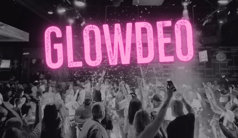 image of black light party with text that reads glowdeo