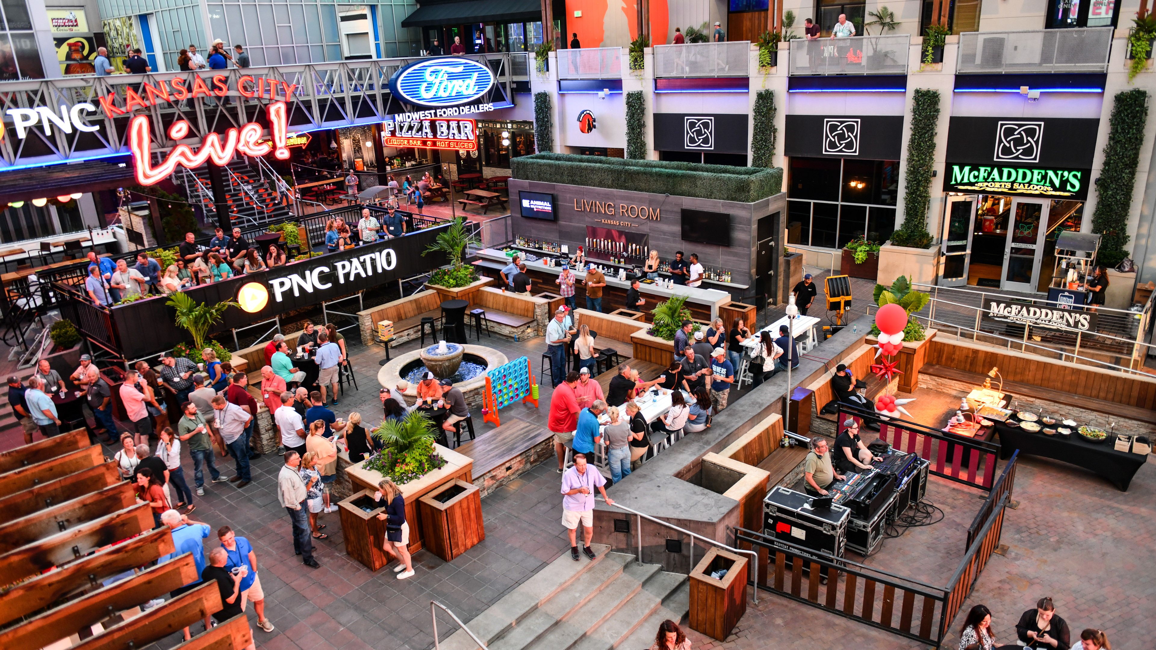 Corporate private event outdoors at the PNC Plaza at Kansas City Live!