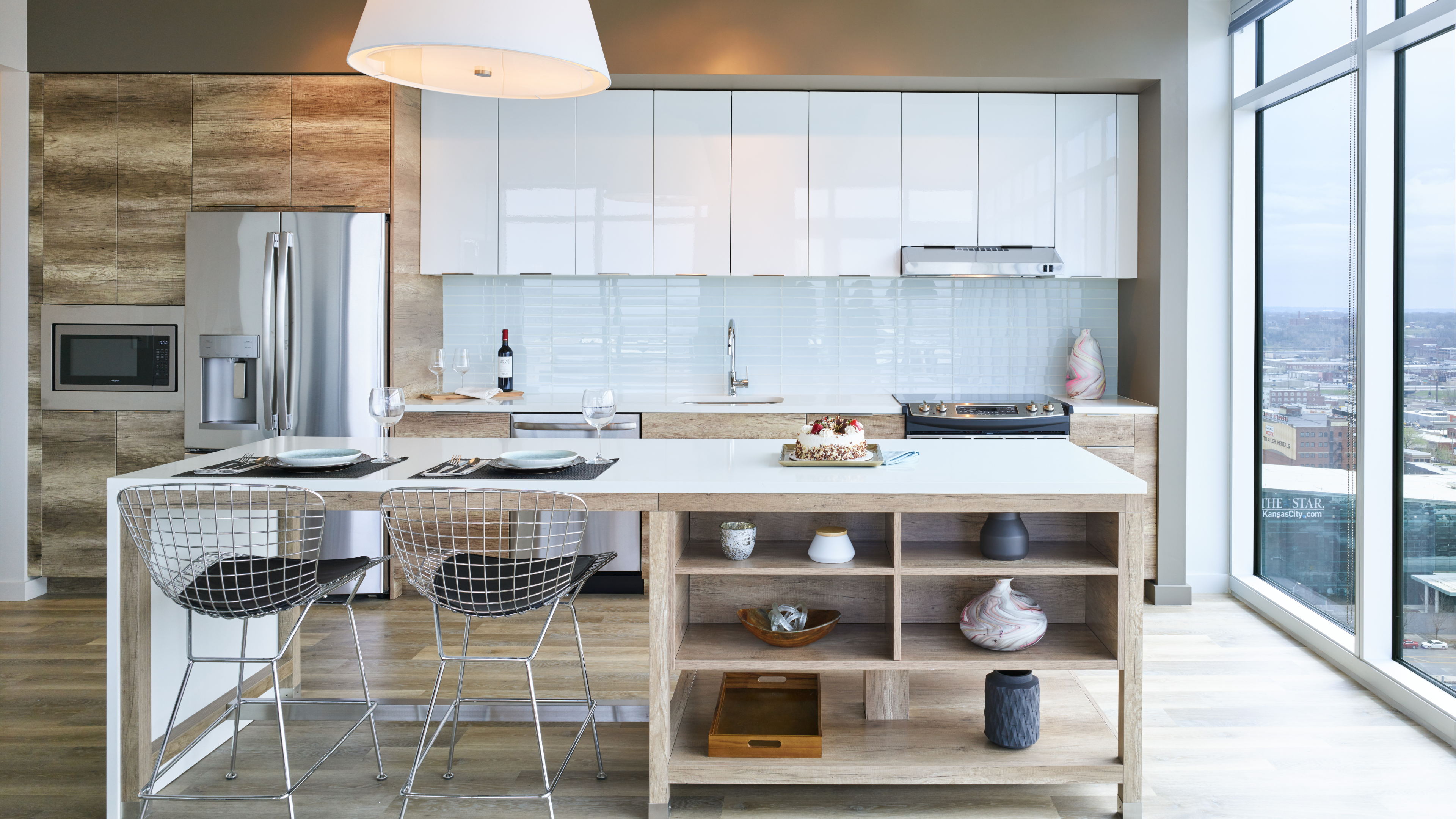 Custom Kitchen at Two Light Luxury Apartments in Kansas City.