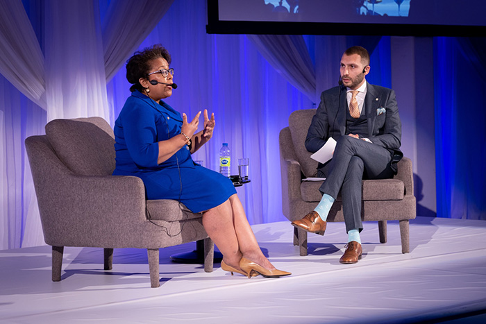 Former U.S. Attorney General Loretta Lynch speaks with Davies’ Léon Moubayed.