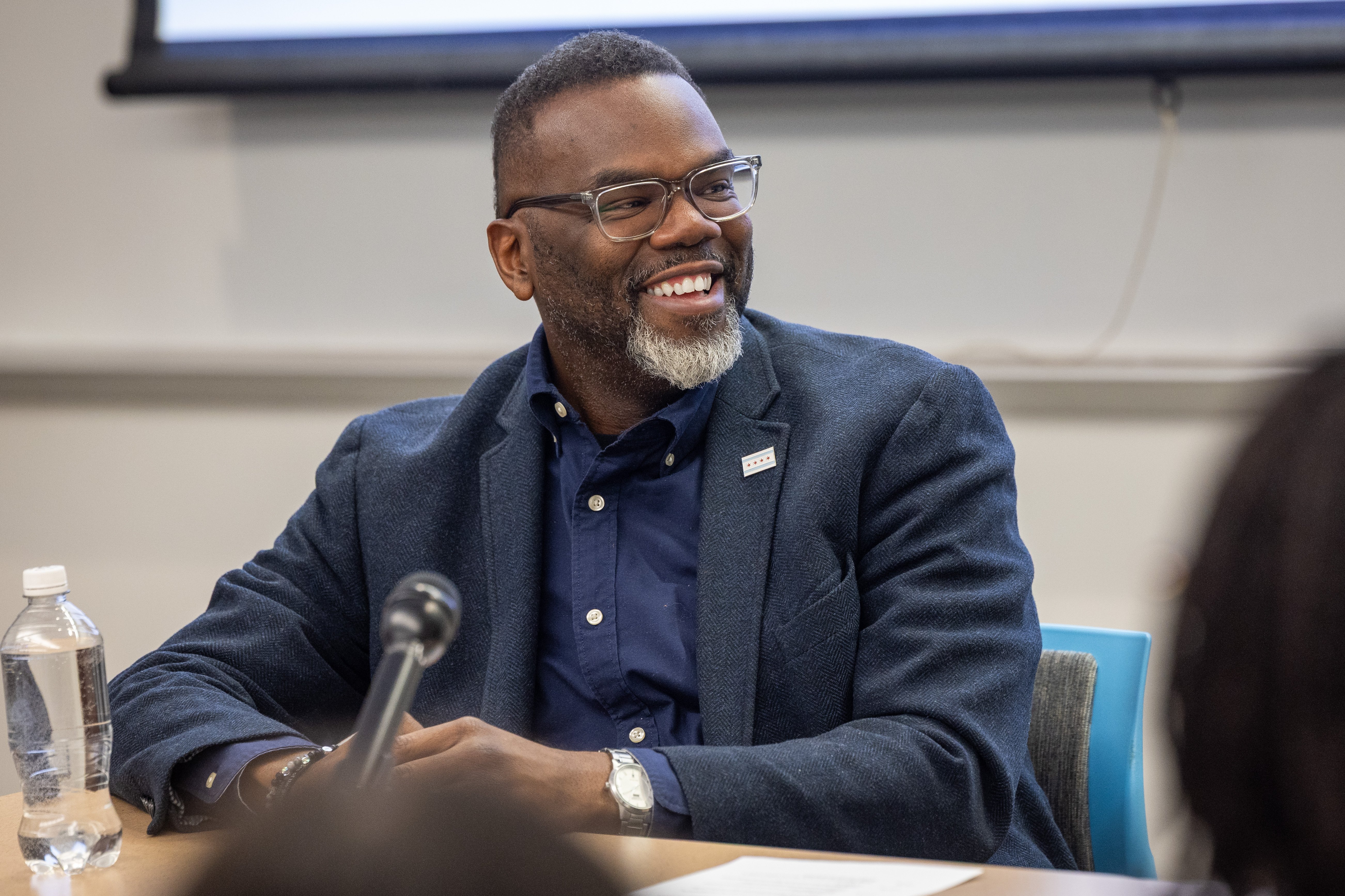 Chicago Mayor Brandon Johnson stopped by DePaul last week to speak to a group of 23 students as part of his Lakeside Chat series.