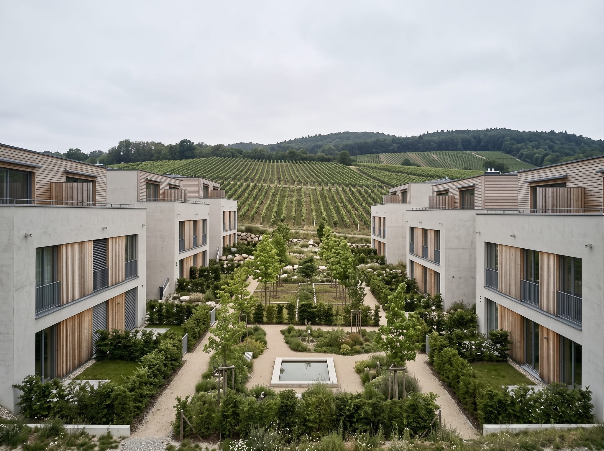 One of the two planted courtyards at Cobenzl Höfe