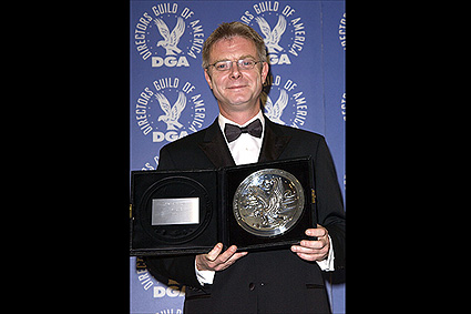 Stephen Daldry with the Feature Film Nomination medallion for "The Hours."