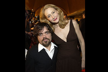 Presenter Patricia Clarkson poses with her Station Agent co-star Peter Dinklage.