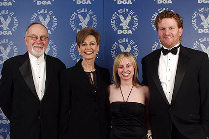 DGA Secretary-Treasurer/Past President/Lifetime Achievement Award Presenter Gil Cates, Dr. Judith Reichman, Lauren Clark and DGA director-member Gil Cates, Jr.