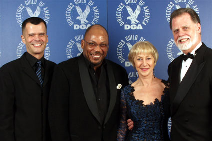 Christopher Mason, DGA Third Vice President Paris Barclay, Actress/Presenter Helen Mirren and DGA Board Member Taylor Hackford.