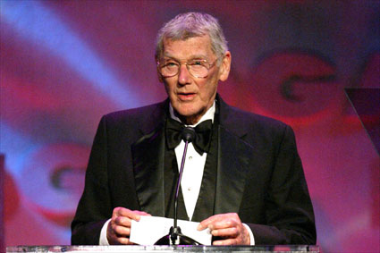DGA Board Alternate Robert Butler prepares to present the 2004 Frank Capra Achievement Award to Stephen Glanzrock. 